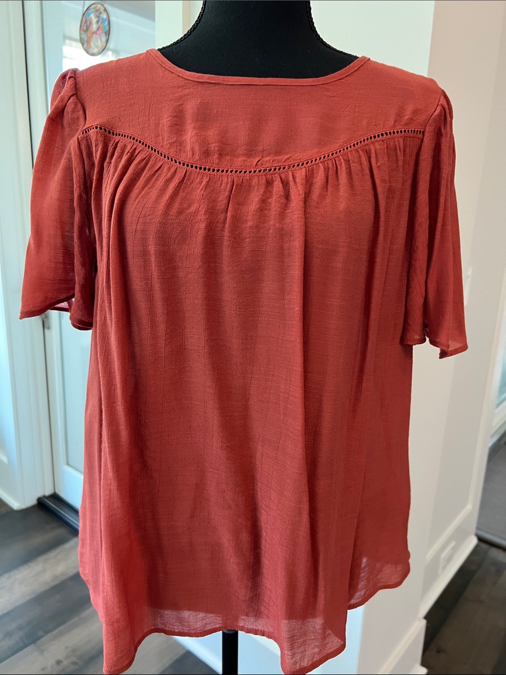 Nanette Lepore Brick Red Short Sleeve Blouse